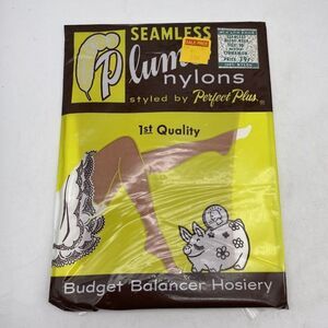 Vintage Plume Nylons Pantyhose Seamless Size 10 Medium Cinnamon NOS